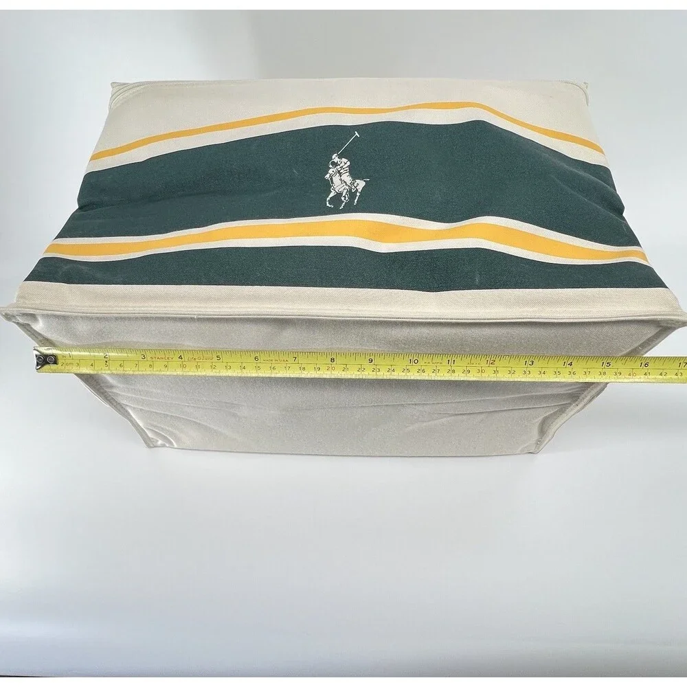 Vintage Polo Ralph Lauren Insulated Cooler Tote Bag Green Yellow Stripe